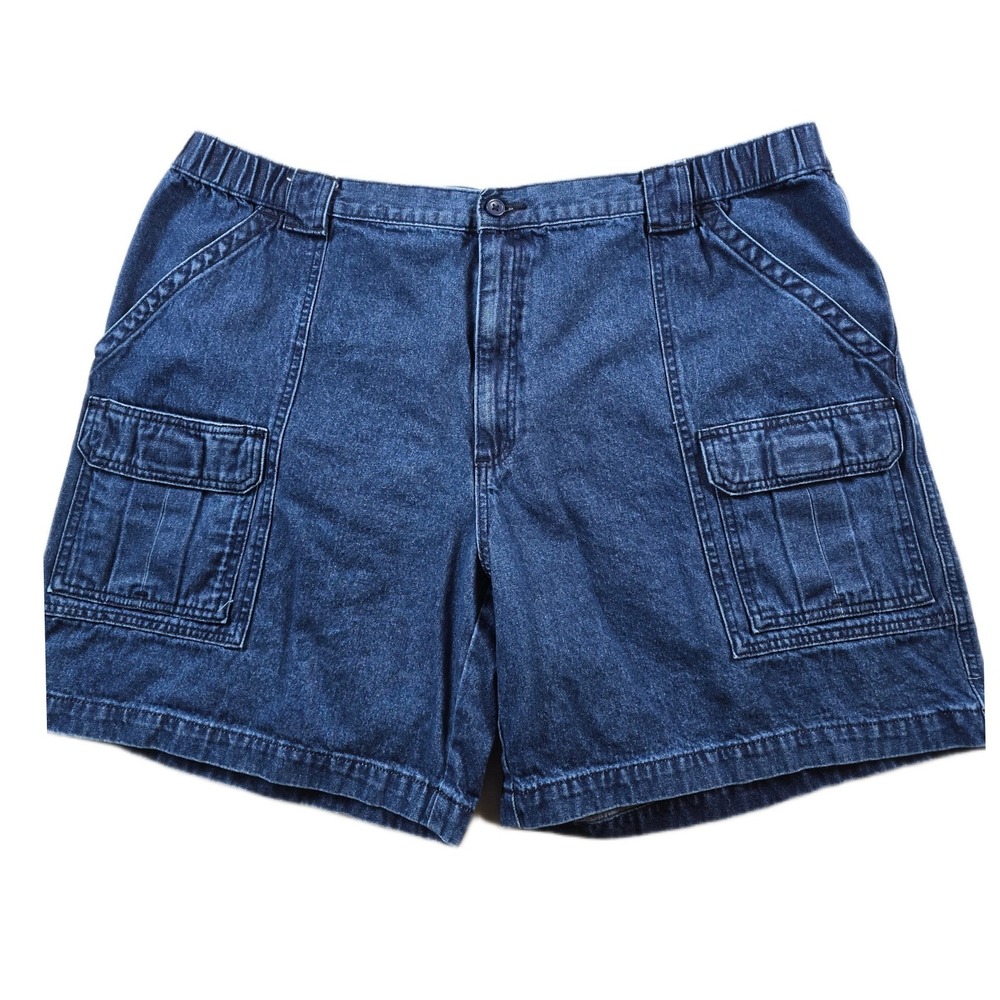 Savane Denim Cargo Shorts Mens 44 Blue Jean Cotton Elastic Waist Utility Casual